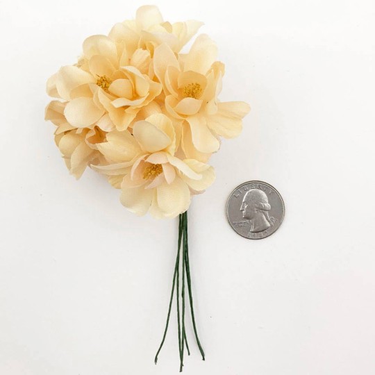 6 Pale Orange Fabric Azalea Flowers for Spring Crafts ~ 1-5/8" across